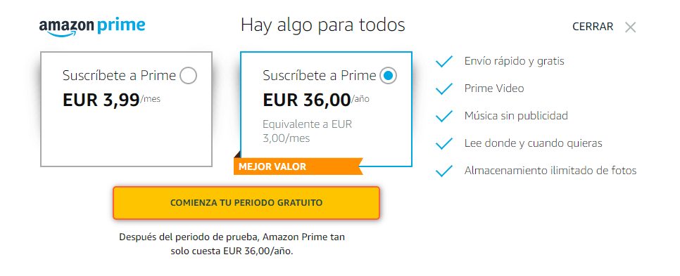 Amazon Prime Video precios