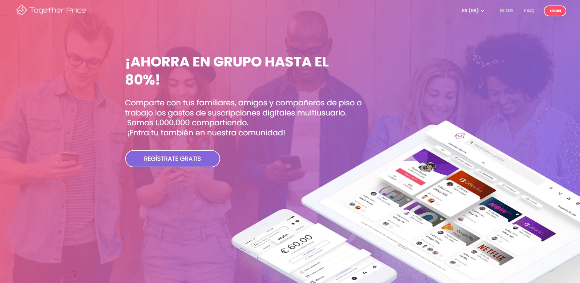 Plataforma de Together Price con toda la información.