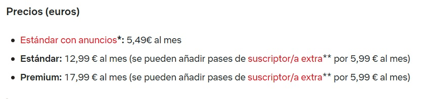 Planes de Netflix España.