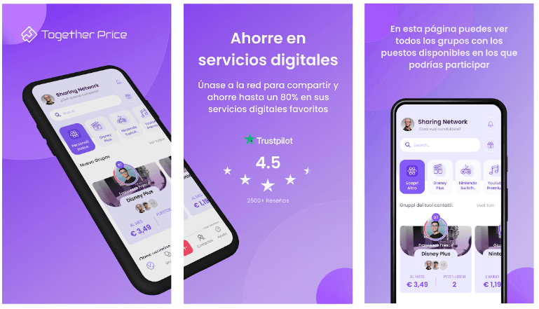 Comparte la experiencia y los gastos también con el software de Together Price en versión móvil.