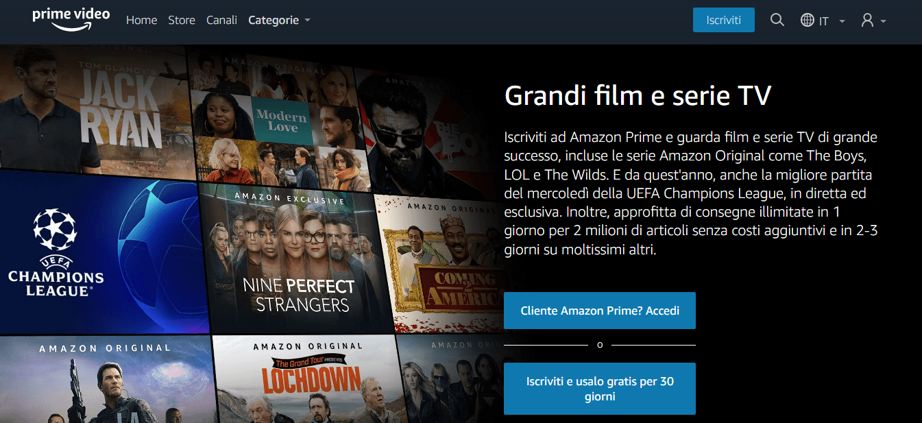 amazon prime accedi