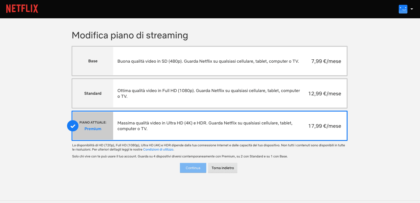 Come cambiare piano su Netflix