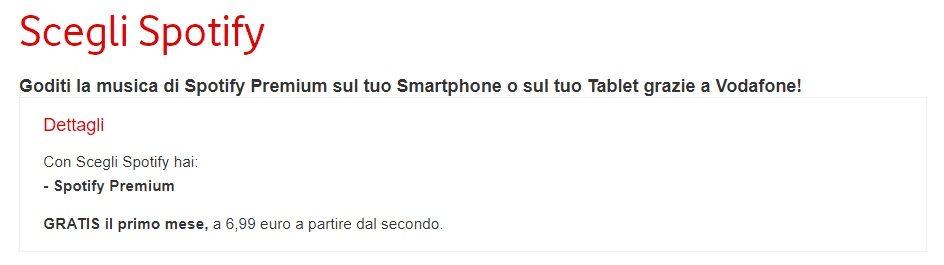 Ascoltare musica con Spotify Premium con Vodafone