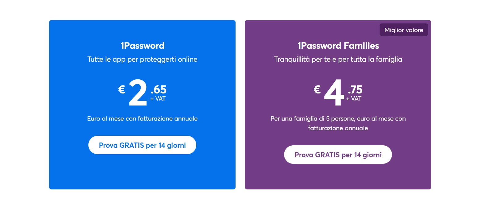 1Password Families prezzo