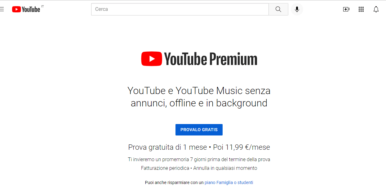 youtube premium costo