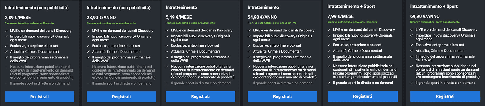 Discovery Plus - pagamenti differenti per abbonamenti differenti. Accedi alla piattaforma e goditi i tuoi programmi e contenuti 