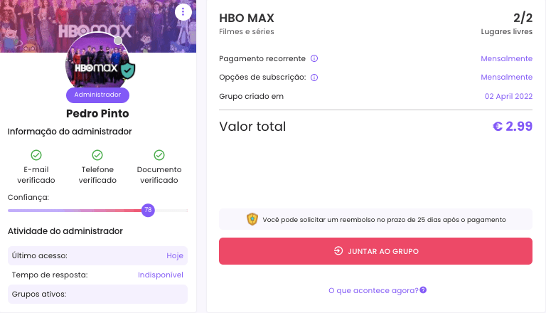 Como compartilhar HBO MAX como Joiner