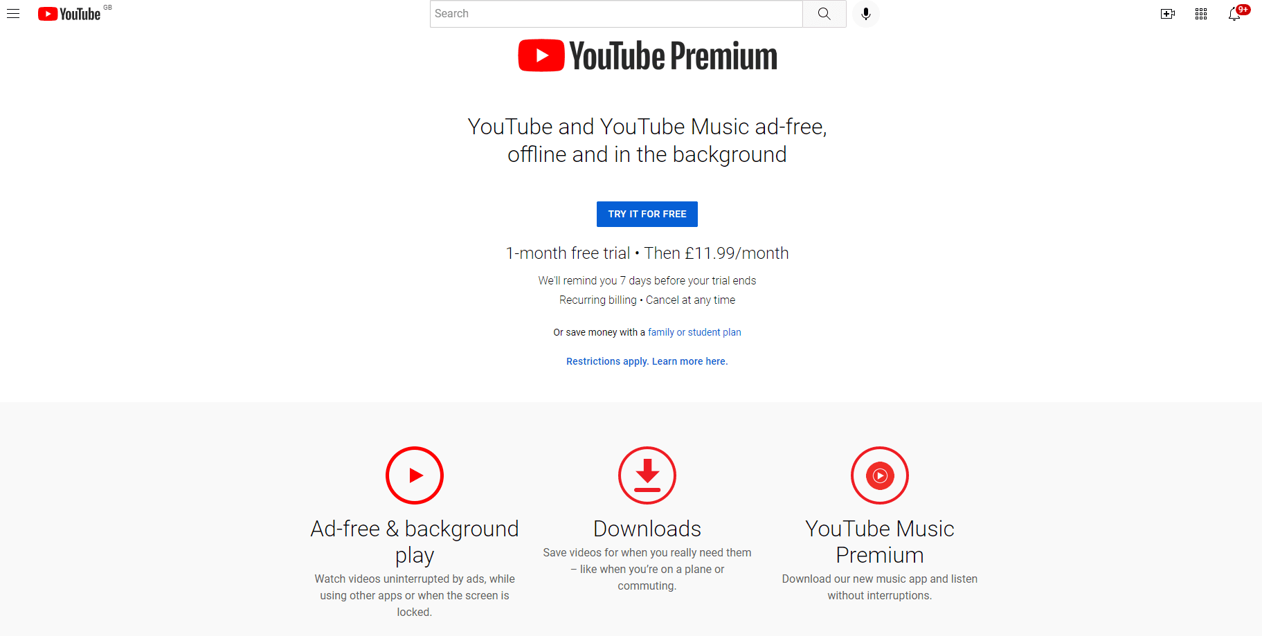 YouTube and YouTube Music with a Premium account