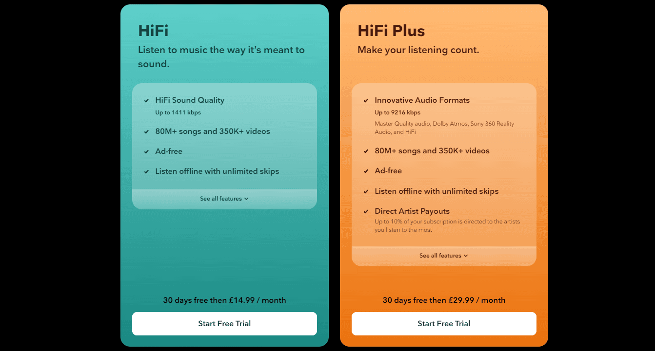 Tidal Family plans and prices