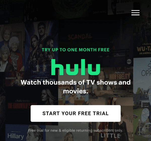 Hulu offers a 30-day free trial to all new subscribers.