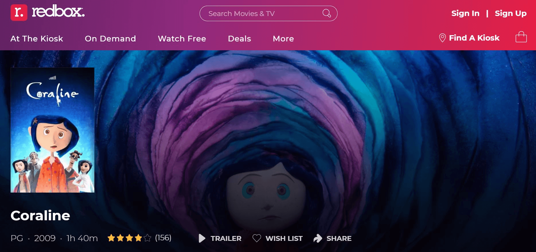 Coraline on Redbox.