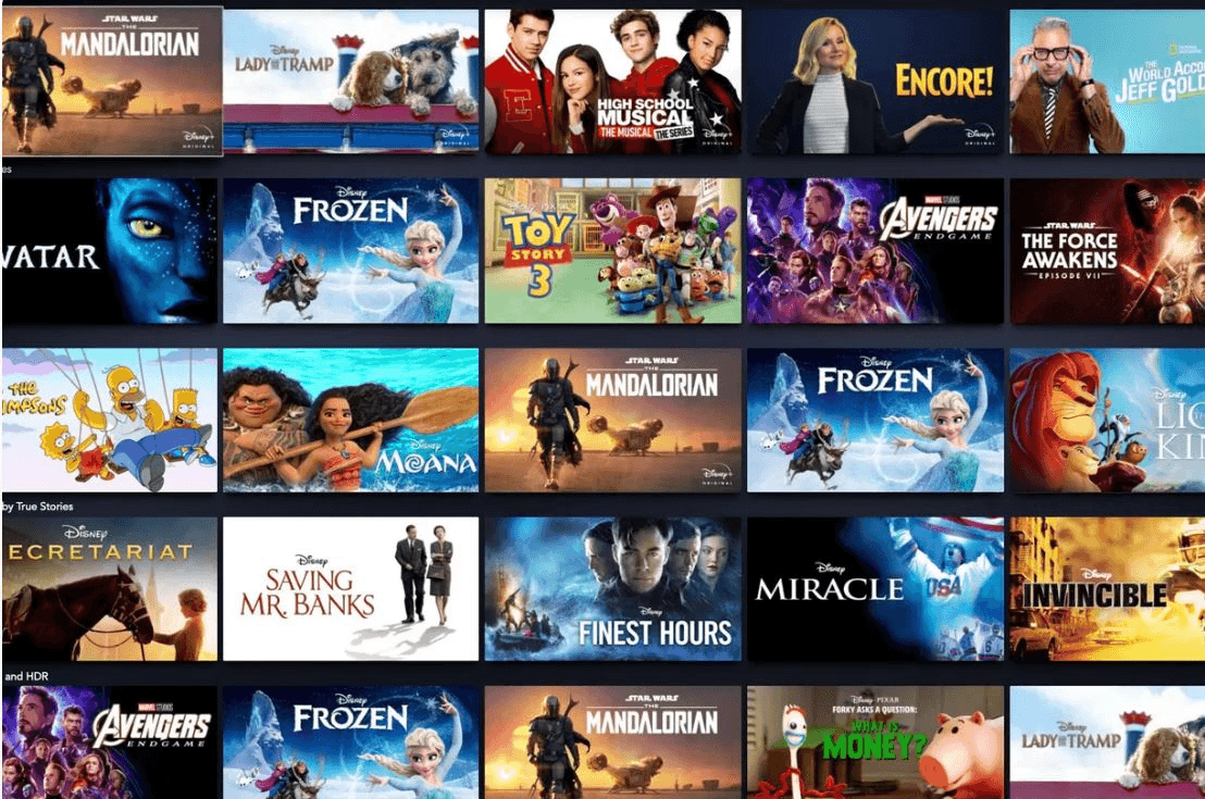 Looking for what to watch on Disney Plus? There is such a huge range of coices including Frozen, Saving Mr Banks, The Avengers, The Mandalorian, Toy Story one, two and three, Avatra, Encore, The Lion King, Moana, and much much more!