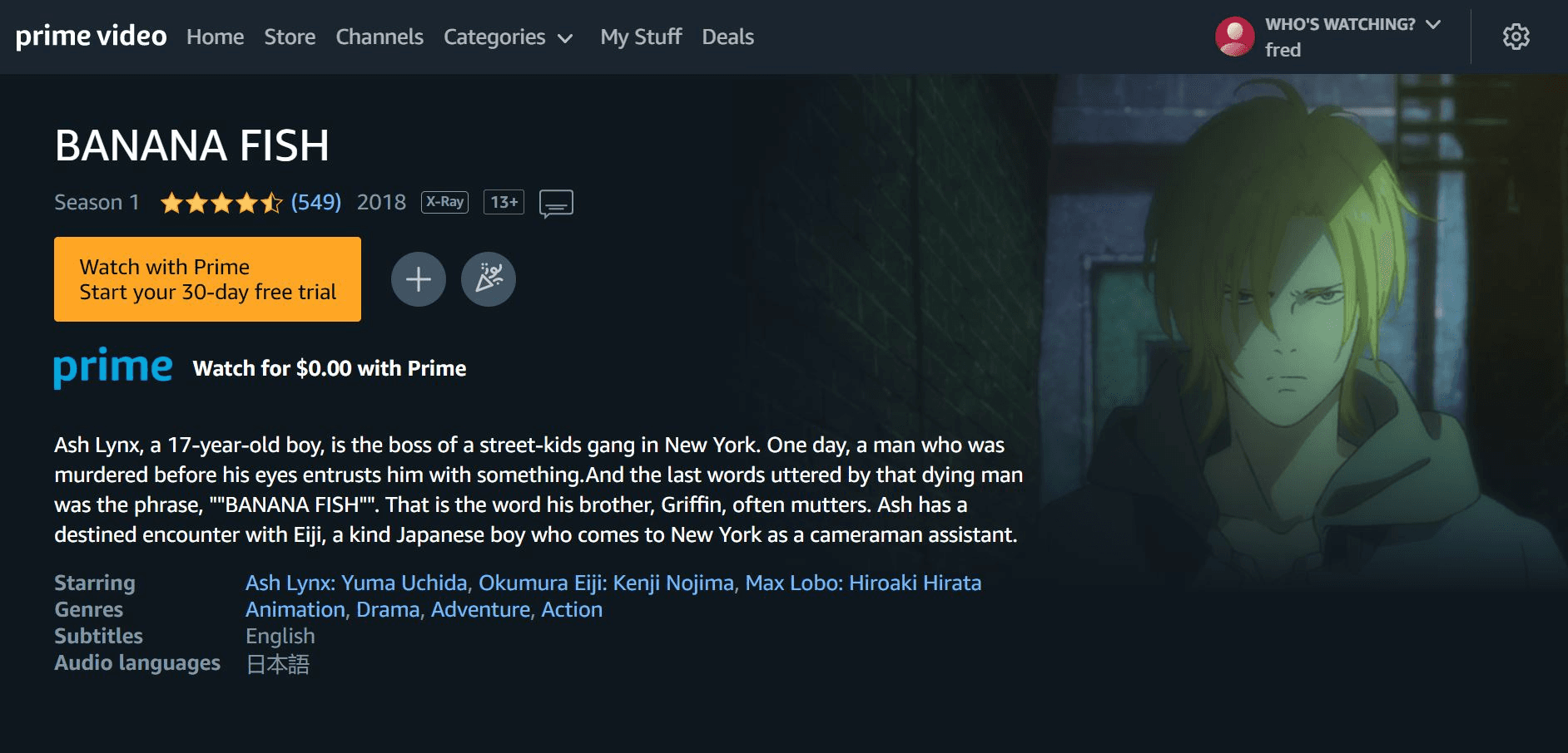 Banana Fish on Prime Video