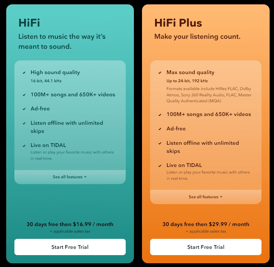 Tidal Hi-Fi Family plans and prices