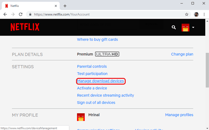 Netflix Manage Download Devices