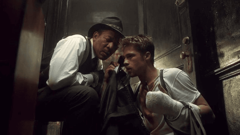 Brad Pitt and Morgan Freeman in Seven